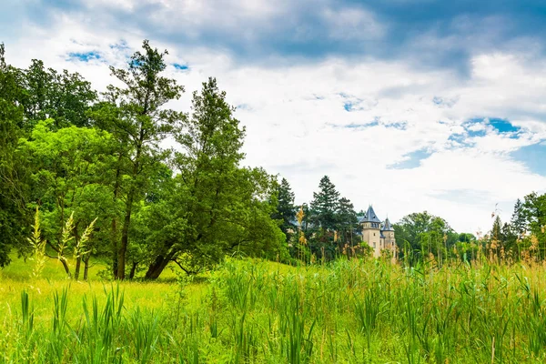 Park and castle building in Goluchow, Poland — Stock Photo, Image