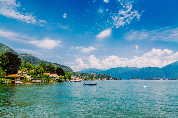 Shore of Lake Como in Tremezzo Town, Lombardy region in Italy