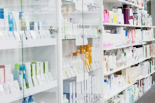 Pharmacy. The interior of the Medicines are located on the shelves