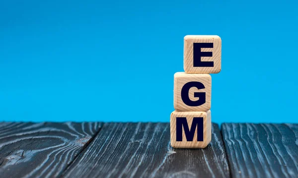 Концептуальний Акронім Egm Electronic Gaming Monthly Дерев Яних Кубиках Синьому — стокове фото