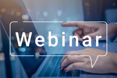 İş adamı ve ekip Webinar E-business Browsing Connection ve online online teknoloji web yayını konsepti, iş konsepti.