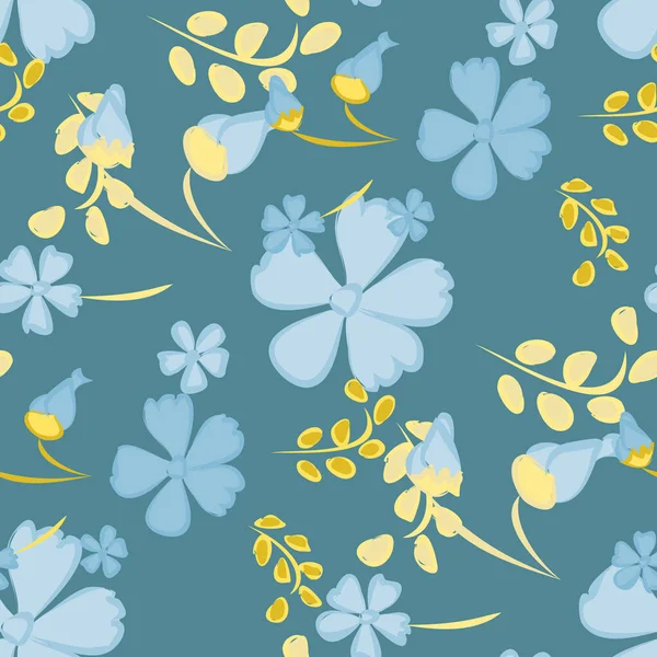 Floral Seamless Pattern Mit Zarten Blumen Große Elemente Für Druck — Stockvektor