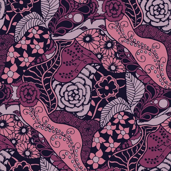 Zentangle Çiçekleri. Kusursuz desen. Modern Baskı, Duvar Kağıdı, Kumaş Uyumluluğu. Country Style 'da Summer Blossoms ile Basit Doodle. Küçük Çiçekli Sonbahar Dokusu.