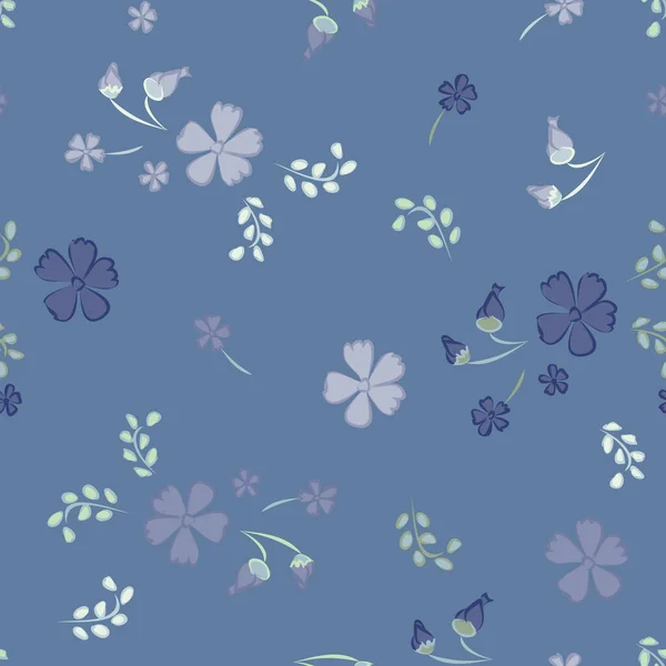 Floral Seamless Pattern Delicate Flowers Big Elements Print Textile Linen — Stock Vector