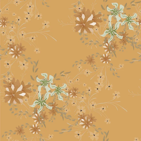 Floral Seamless Pattern Mit Veilchen Und Daisy Flowers Kleine Elemente — Stockvektor