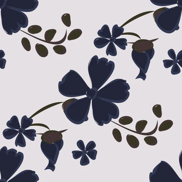 Floral Seamless Pattern Mit Zarten Blumen Große Elemente Für Druck — Stockvektor