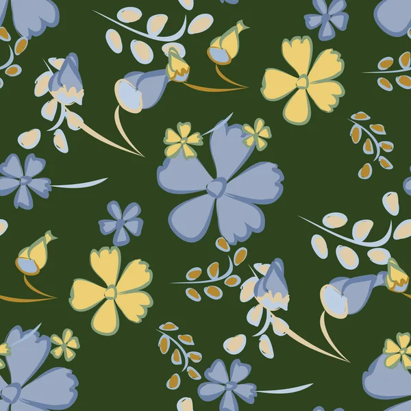 Floral Seamless Pattern Mit Zarten Blumen Große Elemente Für Druck — Stockvektor