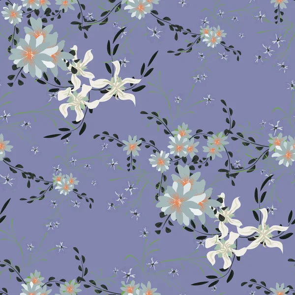 Motif Floral Sans Couture Avec Des Violettes Des Fleurs Marguerite — Image vectorielle