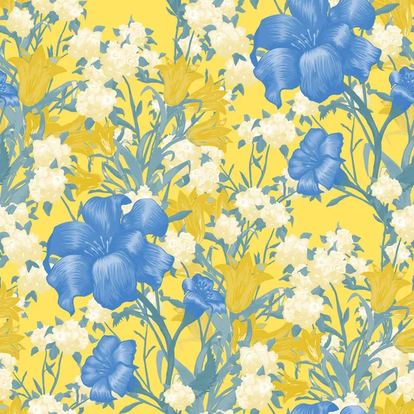 Fond Écran Floral Avec Grandes Fleurs Motif Sans Couture Avec — Image vectorielle