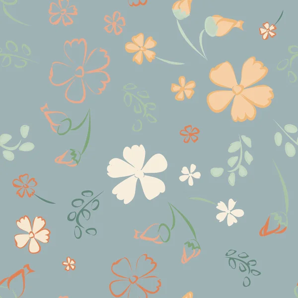 Floral Seamless Pattern Mit Zarten Blumen Große Elemente Für Druck — Stockvektor