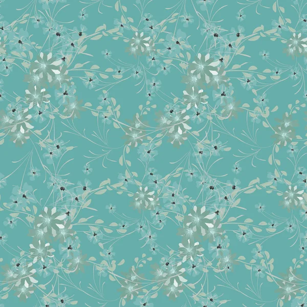 Menekşeli ve papatyalı desensiz çiçek deseni. Matbaa, Tekstil ve Çarşaf İçin Küçük Elementler. Ambalaj kağıdı için güzel bir model. Vektör Vahşi Çiçekler. Retro Biçiminde Renkli Uyum.