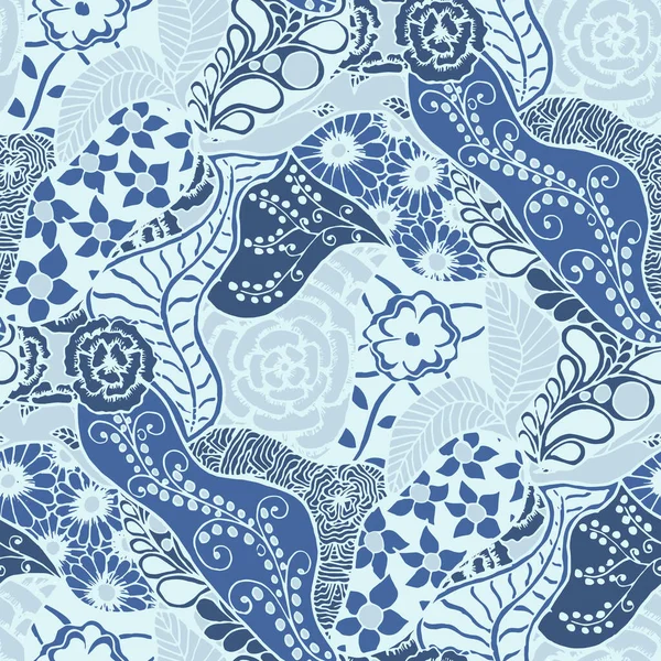 Flores Zentangle Patrón Sin Costuras Relación Femenina Para Fondo Pantalla — Vector de stock