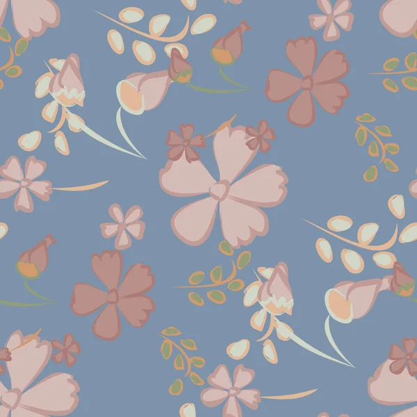 Floral Seamless Pattern Mit Zarten Blumen Große Elemente Für Druck — Stockvektor