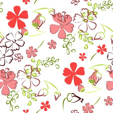 Çiçeksiz desenli narin çiçekler. Baskı, tekstil, keten, duvar kağıdı için büyük elementler. Ambalaj kağıdı için güzel bir model. Vektör Vahşi Çiçekler. Renkli Modern Uyum.