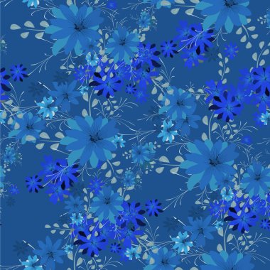 Daisy Flowers 'la kusursuz desen. Yazdırma, Tekstil, Çarşaf, Kumaş İçin Parlak Doku. Ambalaj kağıdı için güzel bir model. Vektör Vahşi Çiçekler. Sonsuz doku. Retro Biçiminde Renkli Uyum.