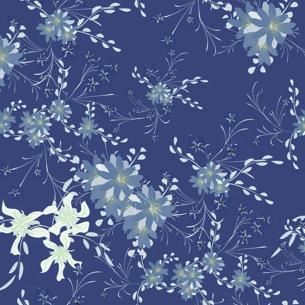 Floral Seamless Pattern Mit Veilchen Und Daisy Flowers Kleine Elemente — Stockvektor