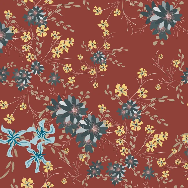 Floral Seamless Pattern Mit Veilchen Und Daisy Flowers Kleine Elemente — Stockvektor