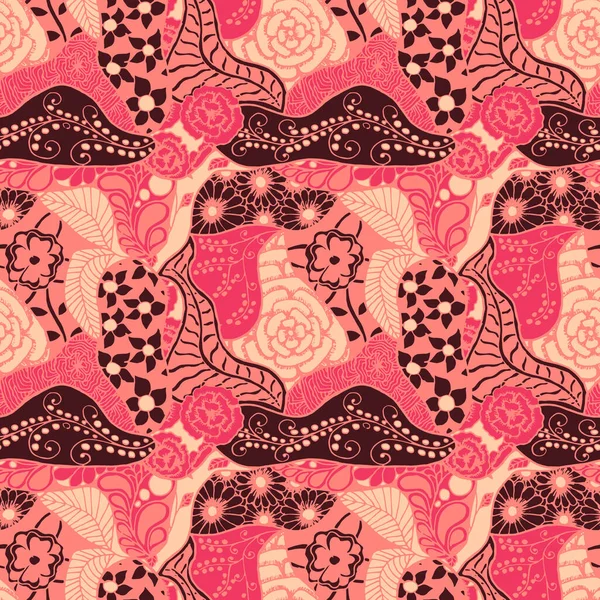 Zentangle Flowers Безшовний Паттерн Жіночий Контрапорт Китайців Паперу Одягу Простий — стоковий вектор