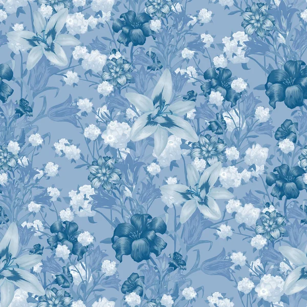 Fond Écran Floral Avec Grandes Fleurs Motif Sans Couture Avec — Image vectorielle