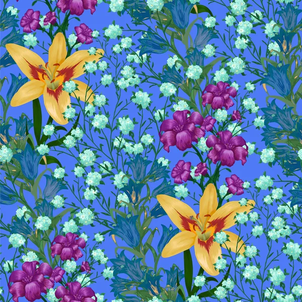 Fond Écran Floral Avec Grandes Fleurs Motif Sans Couture Avec — Image vectorielle