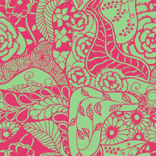 Zentangle Flowers Nahtloses Muster Vintage Rapport Für Tischdecken Textilien Chintz — Stockvektor