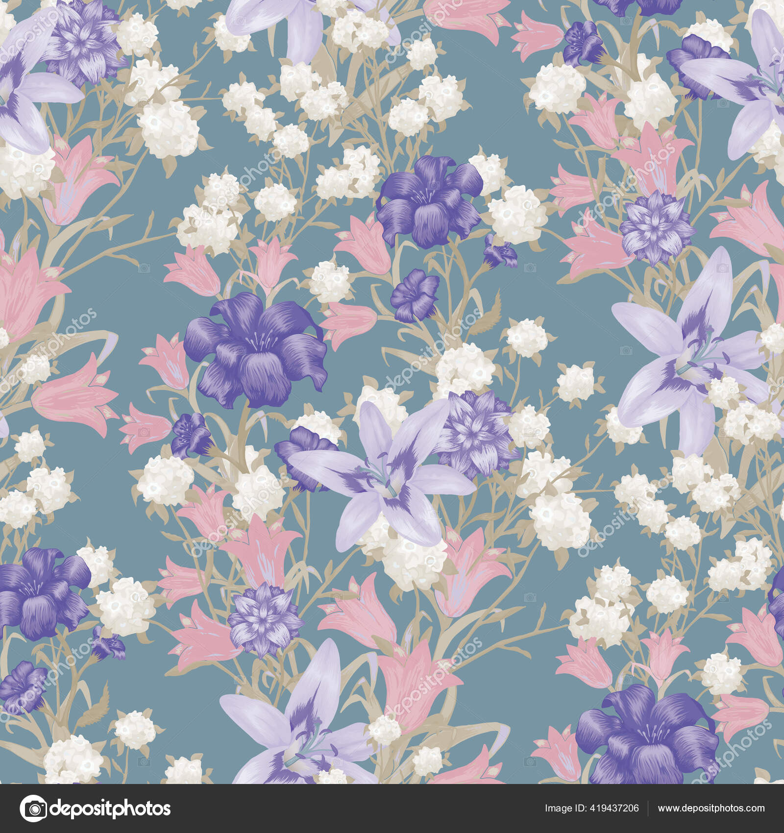 Image vectorielle Fond D'écran Floral Avec Grandes Fleurs Modèle Sans  Couture Avec par ©ViKoshkina - 419437206, image size:1600x1700
