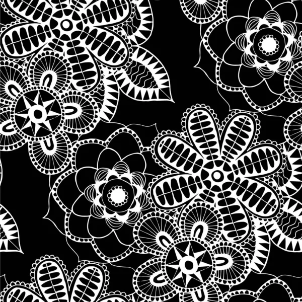 Patrón Sin Costura Con Flores Indias Textura Étnica Para Textil — Archivo Imágenes Vectoriales