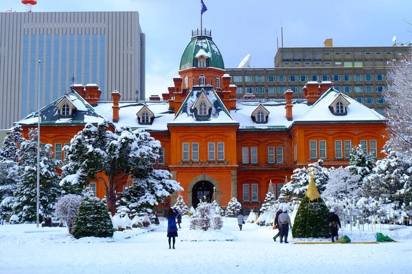 Bývalý Vládní Úřad Hokkaido Zimě Sapporo Japan — Stock fotografie