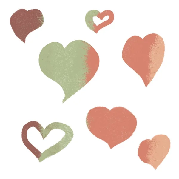 Díszíteni kézzel készített rajz szív Valentin gyűjtemények elemek — Stock Fotó