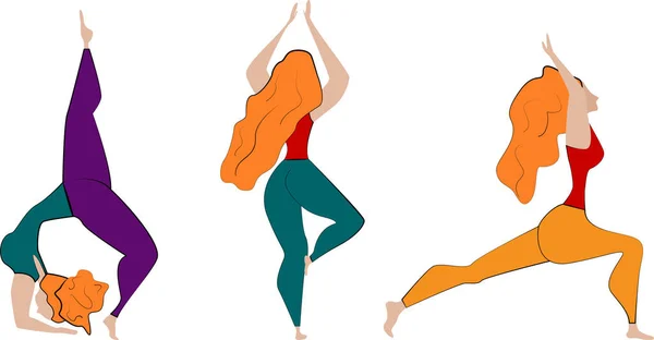 Yoga stelt set kleurenillustratie voor website of ontwerp — Stockvector