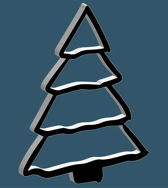 3D-Winterbaum für Dekor, Design-Website oder Poster — Stockvektor