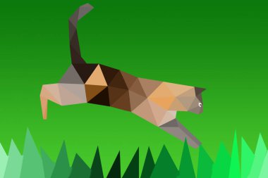 Atlayan bir origami kedisi