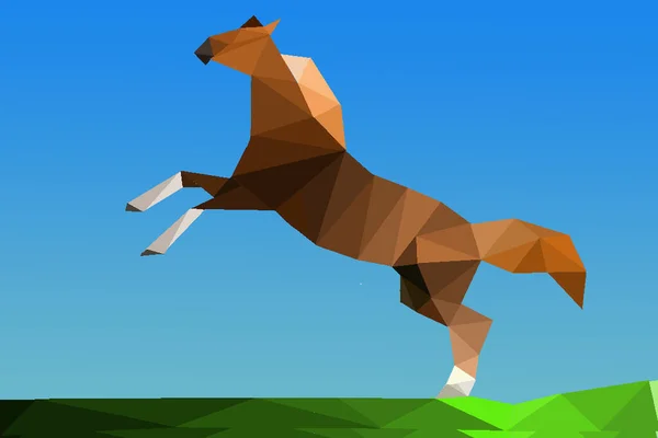 Koń Stojący Tylnych Nogach Origami — Zdjęcie stockowe