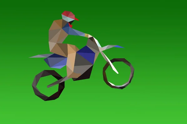 Motocyklista Skákání Motokrosu Origami — Stock fotografie