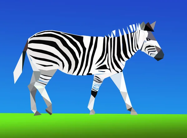 Uma Zebra Origami Andando Grama — Fotografia de Stock