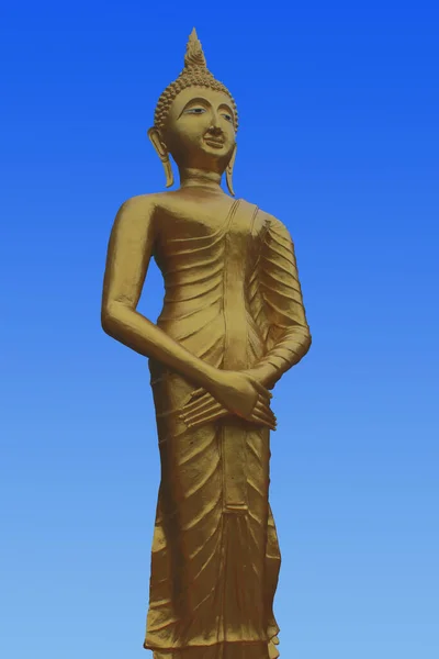 Stor Staty Guldbuddha Stående Thailand — Stockfoto