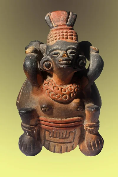 Antiguo Recipiente Terracota Que Representa Una Deidad Azteca México —  Fotos de Stock