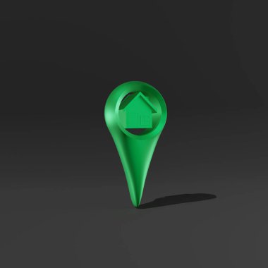 Siyah arkaplan üzerindeki konum simgesinin 3d illüstrasyonu