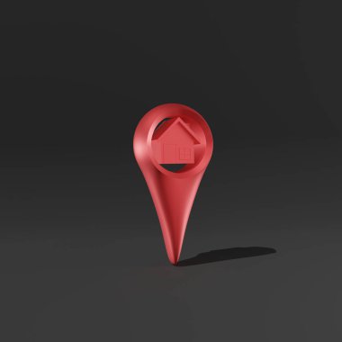 Siyah arkaplan üzerindeki konum simgesinin 3d illüstrasyonu