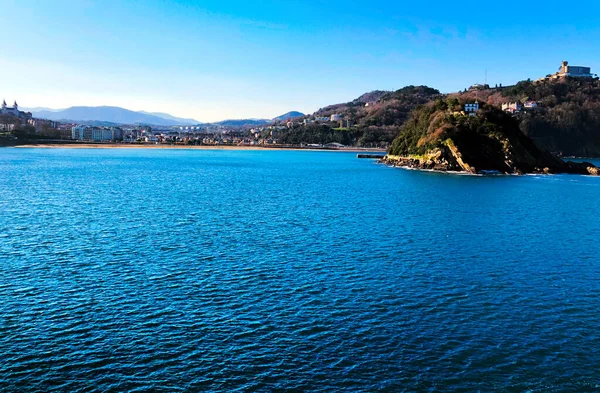 San Sebastian Spanya Daki Ondarreta Plajının Güzel Panoramik Manzarası — Stok fotoğraf