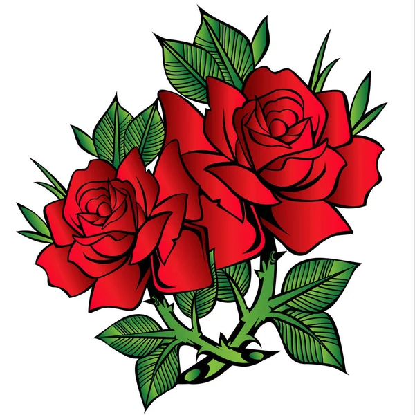 Flor Vector Rosa Ilustración Dibujos Animados Rojo — Vector de stock
