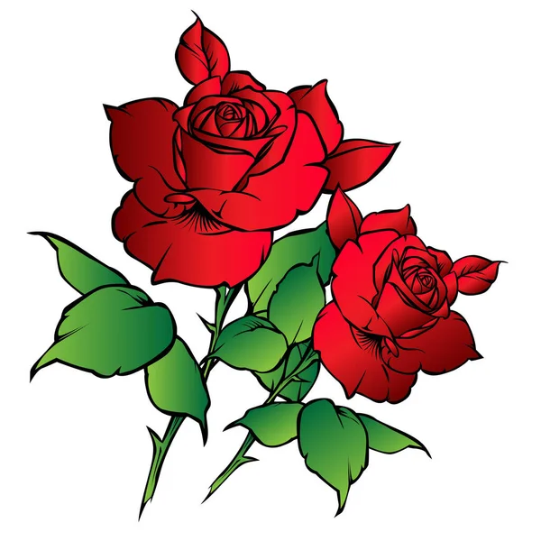 Цветок Розы Красный Рисунок — стоковый вектор