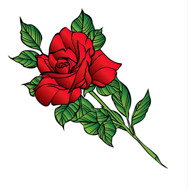 Rosa Flor Vetorial Desenho Animado Vermelho Ilustração — Vetor de Stock