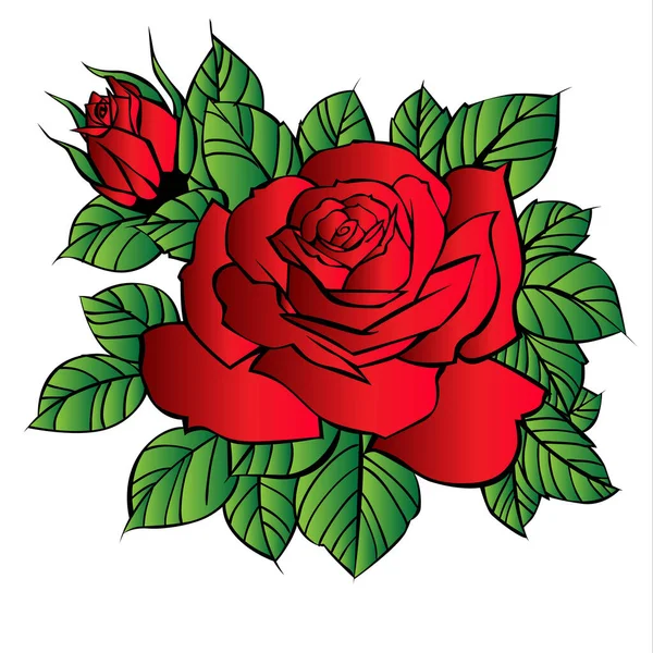 Rose Vecteur Fleur Rouge Dessin Animé Illustration — Image vectorielle