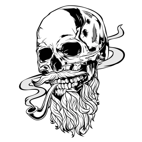 Vektor Skull Pipe Old Man - Stok Vektor