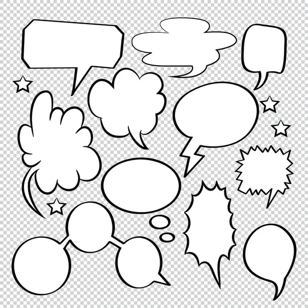 Comic Sketch Spraak Bom Bellen Pictogrammen Collectie Cartoon — Stockvector