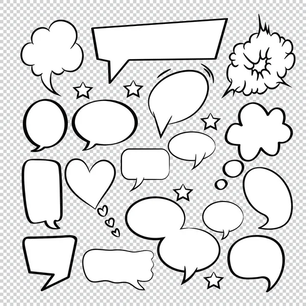 Comic Sketch Sprechbombe Blasen Ikonen Sammlung Cartoon — Stockvektor