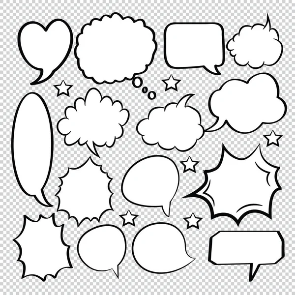 Comic Sketch Spraak Bom Bellen Pictogrammen Collectie Cartoon — Stockvector