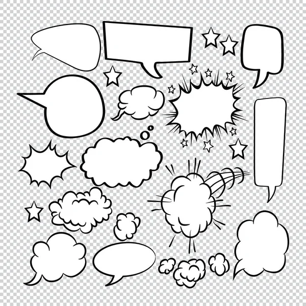 Comic Sketch Spraak Bom Bellen Pictogrammen Collectie Cartoon — Stockvector