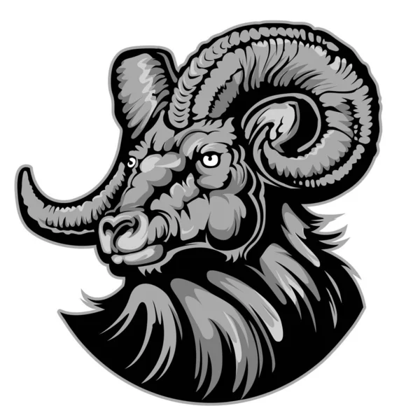 Keçi Başı Hayvan Logosu Arka Maskot Vektörü — Stok Vektör